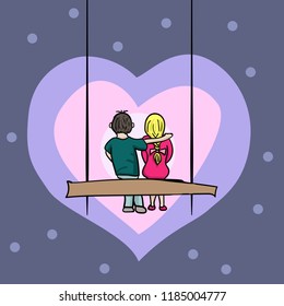 Doodle Illustration Boy and Girl love vector minimalism