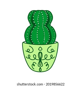 doodle illustration cactus black on white