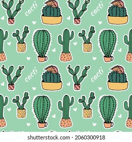 doodle illustration cactus black on white