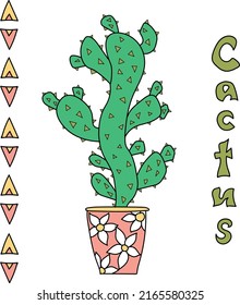 Ilustración de doodle con un cactus en una olla.