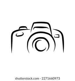 Ilustración de una cámara aislada en un fondo blanco. Icono de cámara dibujado a mano. Ilustración del vector