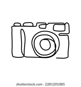 Ilustración de una cámara aislada en un fondo blanco. Icono de cámara dibujado a mano. Ilustración del vector