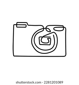 Ilustración de una cámara aislada en un fondo blanco. Icono de cámara dibujado a mano. Ilustración del vector