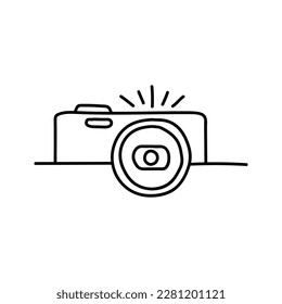 Doodle illustration of a camera isolated on a white background. Camera icon drawn by hand. Vector illustration