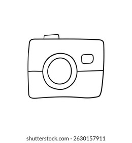 Doodle illustration of a camera isolated on a white background.
