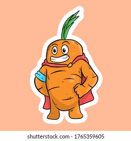 Doodle Illustration of Carrot Doodle. Perfect for Sticker, etc.