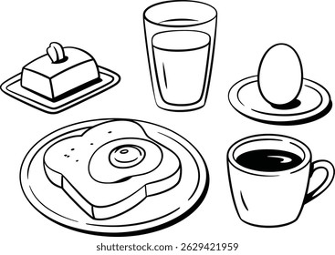 a doodle illustration of a classic breakfast