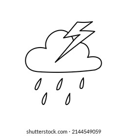 Doodle illustration of cloud during rain and thunderstorm