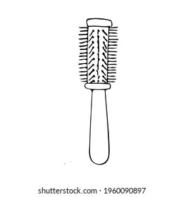 Doodle illustration of comb. Hand drawn icon of comb in vector. Doodle hair brush illustration in vector