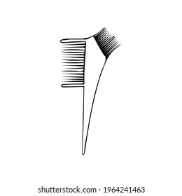 Doodle illustration of comb. Hand drawn icon of comb in vector. Doodle hair comb illustration in vector