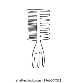 Doodle illustration of a comb. Hand drawn comb icon vector. Doodle hair brush illustration