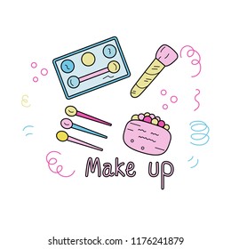 Doodle illustration with cosmetics symbols. Vector illustration
