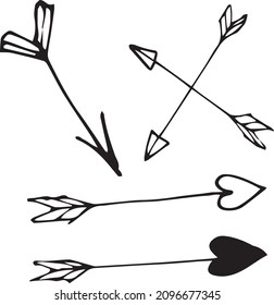 doodle illustration of cupid arrows for valentine's day. vector illustration