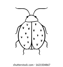 Doodle illustration of a cute cartoon bug. 
