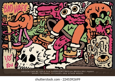 doodle illustration design, the design can be used for the needs of book covers, packaging, art prints, clothing and merchandise