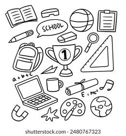 Doodle Illustration designs with the theme back to school. Suitable for element design, mugs, book cover, etc.