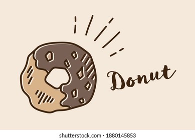 Doodle illustration of a donut with chocolate