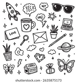 Doodle illustration drawing school dream stuff vector
