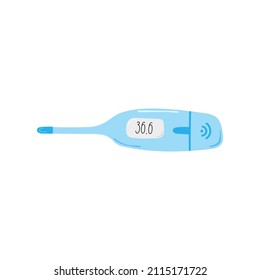 Doodle illustration of electronic thermometer with healthy temperature 36.6