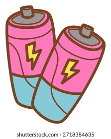 ilustração doodle da bateria extra com estilo adesivo e recolhível