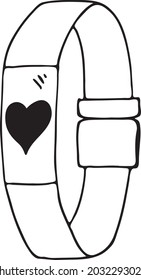 Doodle illustration of a fitness bracelet. A simple image for the Internet, advertising, banners