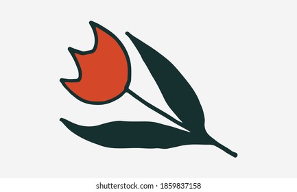 Doodle illustration of flower. Spring season. Hand drawn simple element. St Vaentines or mothers day greeting card