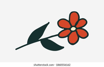 Doodle illustration of flower. Spring season. Hand drawn simple element. St Vaentines or mothers day greeting card