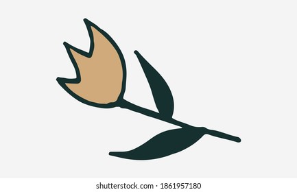 Doodle illustration of flower. Spring season. Hand drawn simple element. St Vaentines or mothers day greeting card