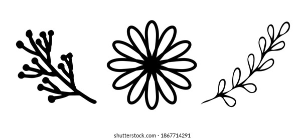 Doodle illustration of flower. Spring season. Simple doodle illustration for print, greeting card, stickers, wedding design, packaging and etc. St Vaentines or mothers day greeting card.