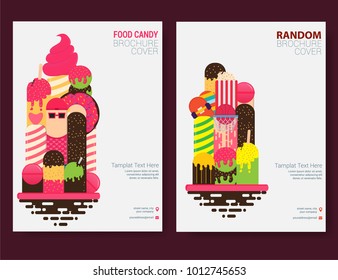 doodle illustration fun background template cake and food