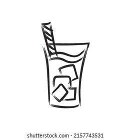 Doodle illustration of a glass of drink with ice