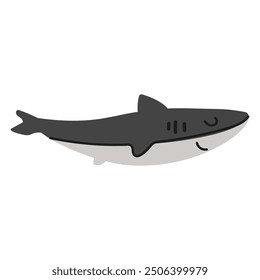 Doodle illustration of a great white shark. Big fish.