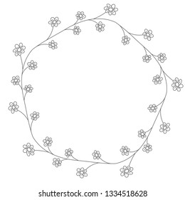 Doodle illustration. Hand drawn frame. Vintage set of doodle wreath. Great design for any purposes. Isolated vector. Hand drawn doodle. Vector floral design card. Sketch vector illustration