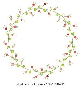 Doodle illustration. Hand drawn frame. Vintage set of doodle wreath. Great design for any purposes. Isolated vector. Hand drawn doodle. Vector floral design card. Sketch vector illustration