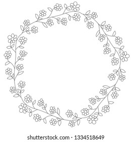 Doodle illustration. Hand drawn frame. Vintage set of doodle wreath. Great design for any purposes. Isolated vector. Hand drawn doodle. Vector floral design card. Sketch vector illustration