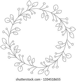 Doodle illustration. Hand drawn frame. Vintage set of doodle wreath. Great design for any purposes. Isolated vector. Hand drawn doodle. Vector floral design card. Sketch vector illustration