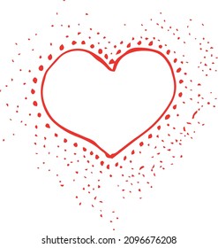 doodle illustration heart beats. vector heart red