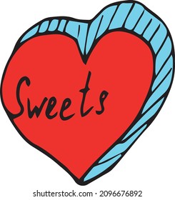 doodle illustration of a heart shaped box of chocolates. vector illustration