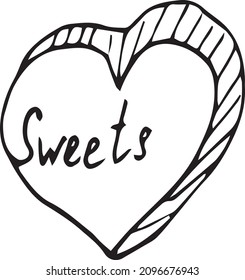 doodle illustration of a heart shaped box of chocolates. vector illustration