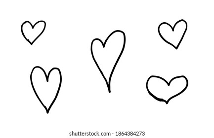 Doodle illustration of heart. Spring season. Hand drawn simple element. St Vaentines or mothers day greeting card