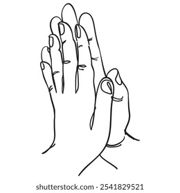 A doodle illustration of a high-five hand gesture in line art captures the joy, unity, and positivity of the gesture with clean, simple lines in a monochromatic palette