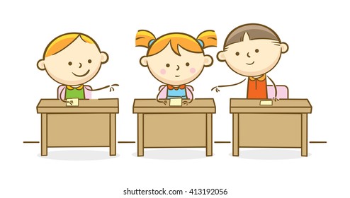 Doodle Illustration: Kids Helping Another Student In Class