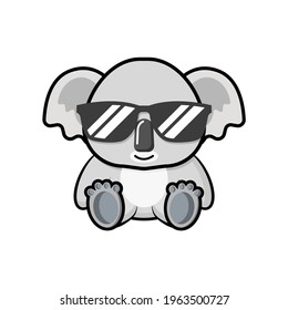 Doodle illustration koala wearing glasses vector graphics
