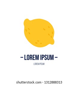 Doodle illustration with lemon. Logo template for your design. Vegetarian eating. Vector clipart.