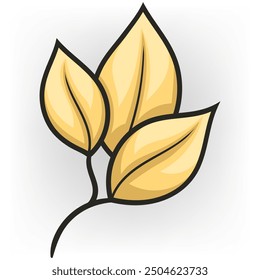 doodle illustration of logo emblem about nature, golden leaves, showing nature is very valuable for the place where we live and must be protected