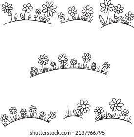 Doodle Illustration Logos of Wildflowers such as Daisy's and Dandelions