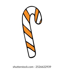 Doodle illustration lollipop cane. Christmas sweets. Christmas candy canes. 