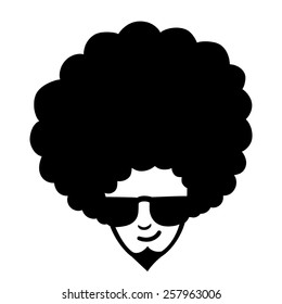 Doodle illustration of man face with frizzy hair svg