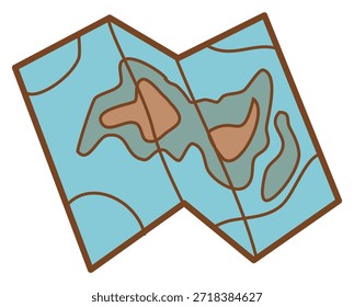 Ilustración de doodle de mapa con estilo de pegatina y recolorable