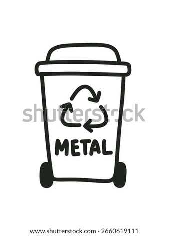 doodle illustration of metal waste sorting container